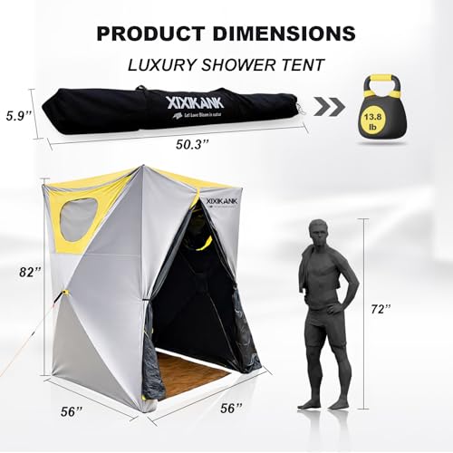 Image of Luxury Pop Up Shower Tent,Tool-Free Setup Portable and Lightweight Privacy Tent with Blackout Coating,Waterproof & UV Resistant for Camping, Beach,Portable Bathroom 82 inch x 56 inch x 56 inch