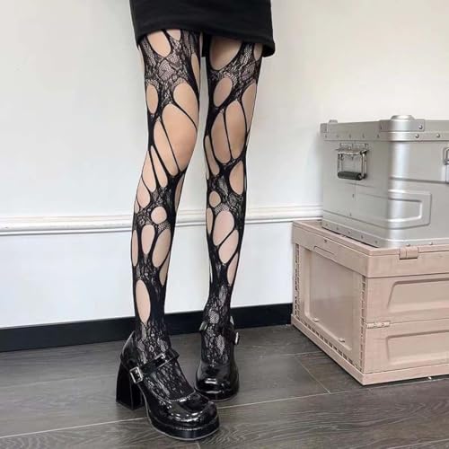 Image of Fishnet Stocking for Women Mesh Stockings Pantyhose Lolita Gothic Punk Ripped Mesh Stockings Sexy Hosiery PWZ04