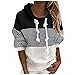Damen Kordelzug Kapuzenpullover Tops Lässig Rundhals Button Down Langarm Nähten Sweatshirts Frauen Frühling und Herbst Bequemes Lässiger Pullover Freizeitpullover