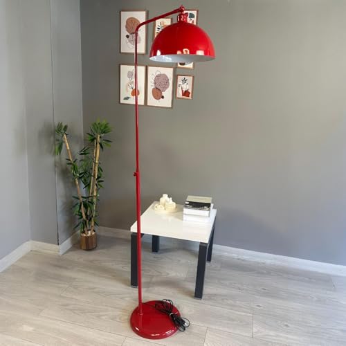 bamyum Gorkiede Lampadaire Métal, Lampadaire Salon Moderne pour Chambre à Coucher, Chambre D'enfant avec Douille E27 30 cm, Abat-Jour Réglable, Rouge