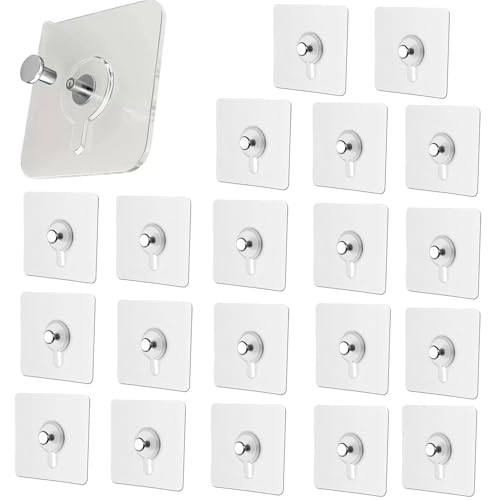 Image of SIGNAMIO 20 Pcs Hooks for Wall Heavy Items - Self Adhesive Wall Hook for Photo Frames, Wall Clock, Keys - No-Drill Installation, Easy Nail-Free Mounting, No Damage, Wall Hooks for Hanging
