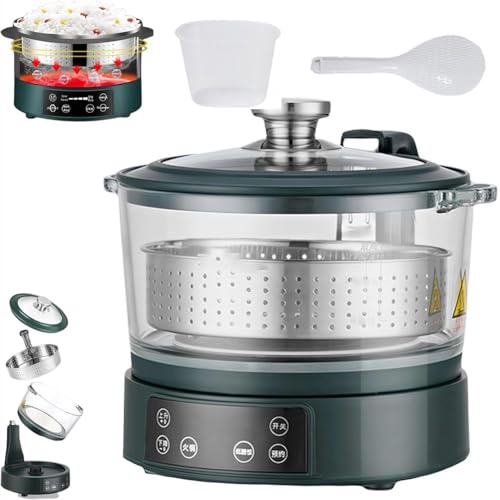 3L 低糖質炊飯器 インテリジェントリフティングシュガー除去 ステンレス蒸し器 デジタルタッチコントロール 自動排水 米/雑穀用 ホワイト green