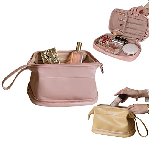 Trousse de Toilette Voyage Grande Capacité, Trousse de Maquillage, Sac Cosmétique de Voyage Portable, Sac de Rangement Cosmétique en Cuir PU, Trousse de Toilette pour Femmes et Filles Cover