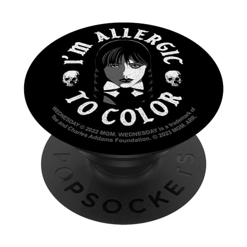 Wednesday I'm Allergic To Color Skull Shaded Portrait PopSockets PopGrip Intercambiable