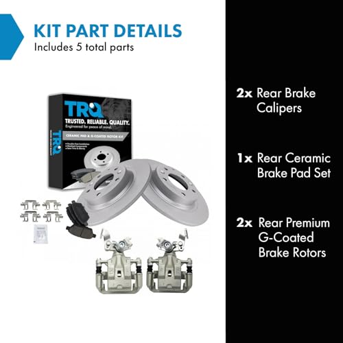 Image of TRQ Rear Brake Pad and Rotor Set Ceramic Coated Rotors Calipers