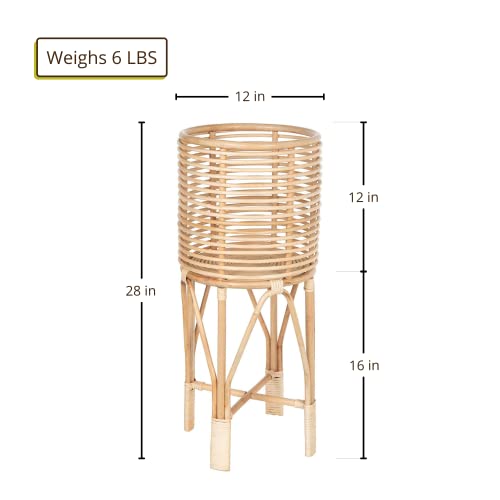 Kouboo Rattan Indoor Plant Stand, Medium, Natural Planter Brown #TOP1