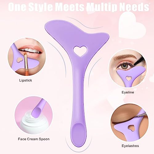 Idefair Eyeliner Stencils 2Pcs Reusable Silicone Eyeliner Eyeshadow Tool Applicators Guide Quick Eyeliner Stencils for Eyes Wing Multifunctional Mascara Shield Eye Makeup Lipstick Tool Brushes(Purple)