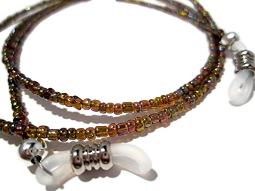 ATLanyards Rainbow Brown Seed Bead Eyeglass Holder - Beaded Eyeglass Chain
