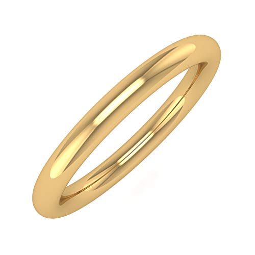14K Yellow Gold 2.5mm Plain Wedding Band (Ring Size 6)