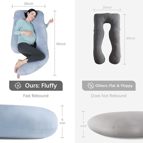 Image of MOON PARK Pregnancy Pillows for Sleeping - U Shaped Full Body Maternity Pillow with Removable Cover - Support for Back, Legs, Belly, HIPS - 65 Inch - Grey
