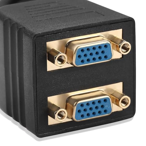 Image of ETZIN VGA Splitter Cable 1 Male to 2 Female Adapter Monitor Y Splitter Cable 25cm Black Can't Connect Two at The Same time TD-1303CC