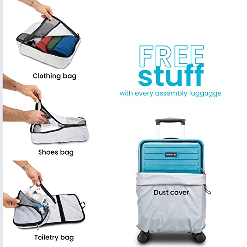Image of The Assembly Cabin Luggage Polycarbonate 54 cms - Premium Hardsided Trolley Bag with TSA Lock for Flight Travel - Teal