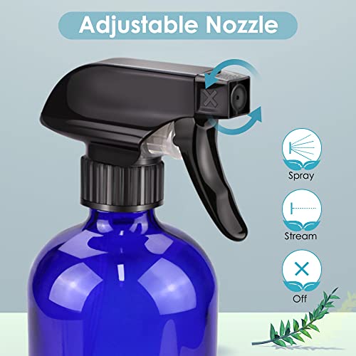Image of Bontip Spray Bottle, Spray Bottle Set & Accessories for Non-toxic Window Cleaners Aromatherapy Facial Hydration Watering Flowers Hair Care (Black,Blue)