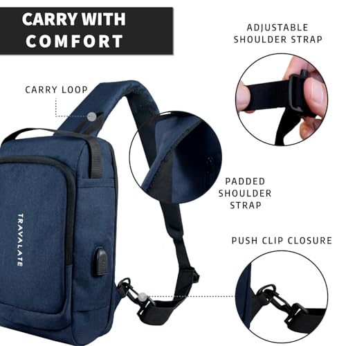Image of TRAVALATE CrossVent S01 Slim Unisex Crossbody Sling Bag Chest Backpack Shoulder Bag Travel Sling bag with USB Port- Anti-Theft Bag