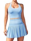 ATTRACO Golf Outfits for Women Workout Summer Dress Sets with Shorts Pleated Tennis Skirts Blue M
