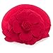 Flower Womens Dress Fascinator Wool Pillbox Hat Party Wedding A083 (Red)