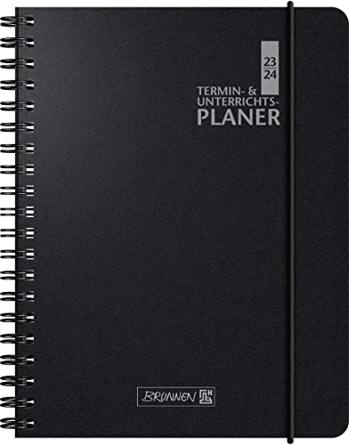BRUNNEN Lehrer-Sortiment 2023/2024 2 Seiten = 1 Woche Überformat A5: 17 x 24 cm schwarz