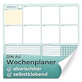 YOURGANIZE® Wochenplaner - DIN A4 - abwischbar & selbstklebend - Wochenplaner abwischbar - Whiteboard Wochenplaner für mehr Produktivität - Mint Grün