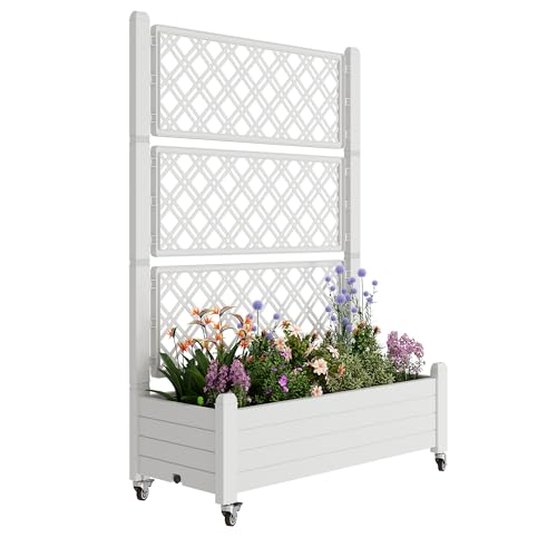 13% Off Resin Raised Garden Bed with Trellis & Wheels - Image 2
