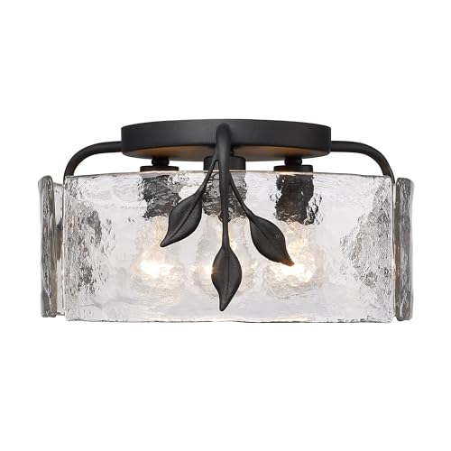 Golden Lighting Calla 3-Light Flush Mount in Natural Black