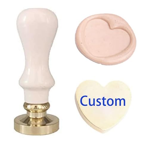 Iteal Heart Shape Custom Wax Seal Stamp Magic Powder Handle Set Customized Personalized Logo Design Picture Wax Seal Invitation Letter Mail Parcel Christmas Card Gift Embellishment Seal Stamp