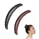 Zegnuem Banana Clip, Bananenspange Haare, Banana Clip Dickes Haar, Bananenspange 2er Haarspangen Damen für Dutts und Pferdeschwänze Rutschfeste Haarspangen (Schwarze und Braune)