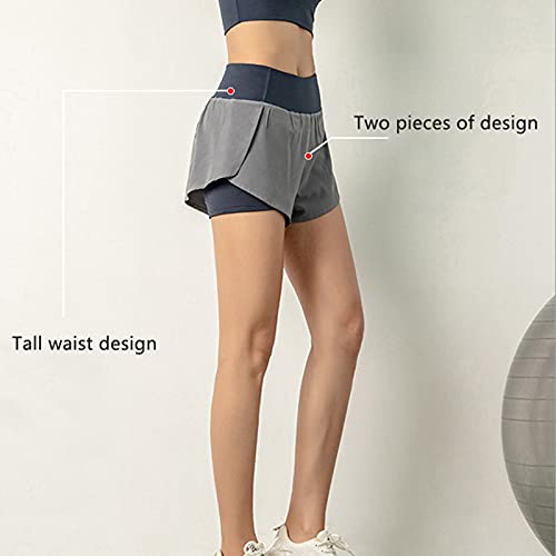 Short esportivo feminino 2 em 1 para corrida, treino, corrida, secagem rápida, shorts de ioga de alt