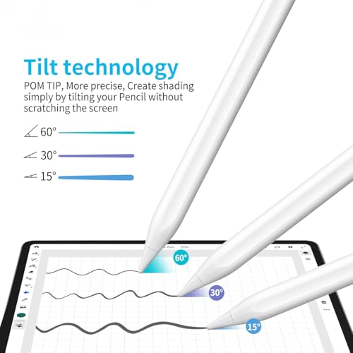 Image of OLV Upgraded Stylus Pen, iPad Pencil,High Precision&Sensitivity, Palm Rejection, Prevents False ON /Off Touch,Power Display,Tilt Sensitivity,Magnetic Adsorption for iPad 2018 White