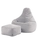 Icon – Icon Dalton Sitzsack Cord und Hocker mit Füllung, Grau