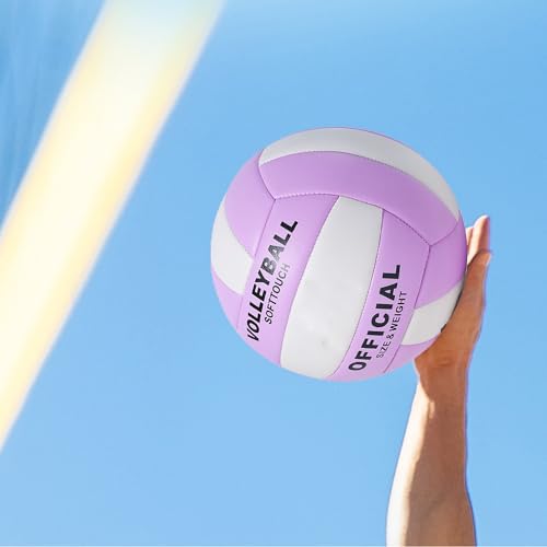 ABAJI Volleyball Purple Official Size Thicker PU Waterproof Anti-Explosion Design Training Practice Indoor Outdoor Beach Pool Play 15+ Years