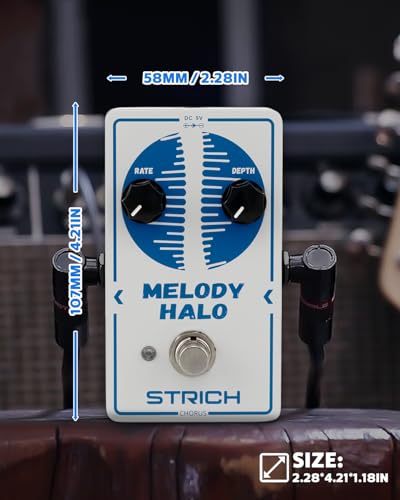 Image of STRICH Chorus Guitar Pedal, Tutti Love Analog Chorus Effect Classic Warm, True Bypass for Electric Guitar, White and Blue, MELODY HALO, White and Blue
