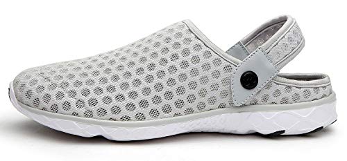 Eagsouni Womens Mens Garden Clogs Shoes Casual Mesh Slippers Summer Quick Drying Sandals Lightweight Anti-Slip Beach Shoes E Light Grey #TOP3