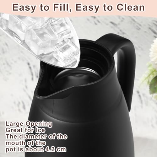 Image of Norme 2 Pcs Thermal Coffee Carafe Insulated Stainless Steel Coffee Carafe for Hot Liquid Vacuum Thermal Pot Creamer Pitcher Dispenser with Brushes Keeping Hot Water Milk(Black,51 oz)