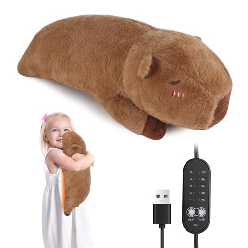 KBIBCK Couverture chauffante Capybara avec arrêt automatique, coussin chauffant électrique de 48 cm, coussin chauffant électrique pour les règles, cinq niveaux de contrôle de température