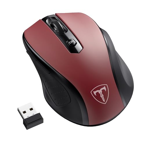 LODVIE Wireless Mouse for Laptop,2400 DPI Wireless Computer Mouse with 6 Buttons,2.4G Ergonomic USB Cordless Mouse,15 Months Battery Life Mouse for Laptop PC Mac Computer Chromebook MacBook-Red by LODVIE - Used condition - CA$14.63