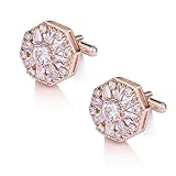 MEEDOZ Men's Rose Gold Plated Cubic Zirconia Classic Business Shirt Cuff-links for Wedding (Rose Gol