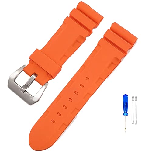 Bracelet en caoutchouc pour Panerai 441 et 111 - Silicone orange 24mm