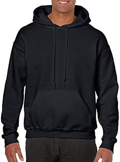 Gildan Men's Heavy Blend Fleece Hooded Sweatshirt G18500, Black, Large