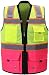 SHINE BRIGHT SV544PK | Premium Surveyor's High Visibility Safety Vest | 2 Tone Lime/Pink with Reflective Strips |ANSI CLASS 2 |Soft and Breathable |Heavy Duty Zipper Front | Size XL