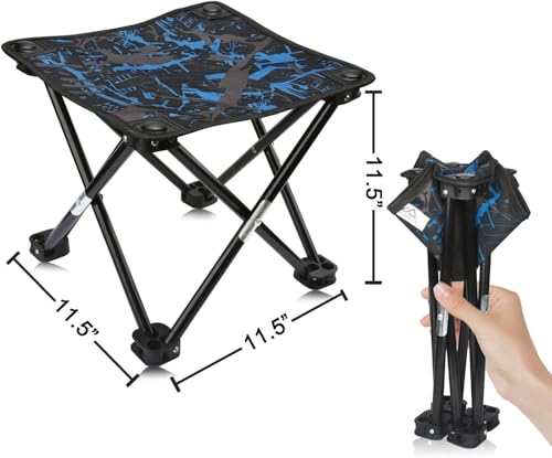 Image of Folding Stool, Mini Outdoor Camping Stool, Portable Small Foldable Lightweight Hunting Seat with Zippered Carrying Bag, Folding Slacker Chairs for Fishing Travelling Picnics