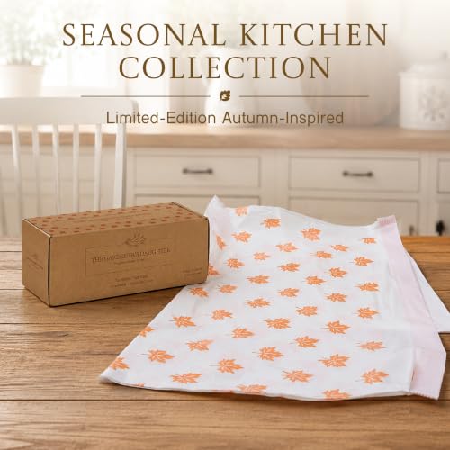 Limited Edition Fall Maple Leaf Compostable Trash Bags By The Gardener's Daughter, 13 Gallon, 30 Count, White, Extra Strength, Drawstring Kitchen Wast_desvips.com