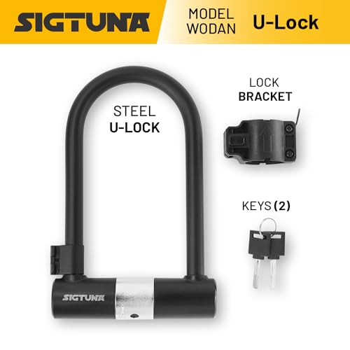 Sigtuna Heavy Duty Anti-Theft U Lock - 18mm Shackle, Bicycle & E-Bike Lock with Sturdy Mounting Bracket for Scooter, Motorcycle & Outdoor Equipments