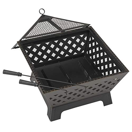 Landmann 25282 Barrone Fire Pit with Cover, 26-Inch, Antique Bronze