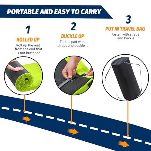 Image of CYMULA Memory Foam Camping Mattress Pad, Sleeping Mat, Portable Roll Up Mattress for Adults, Camping Bed Pads for Sleepover, Car Bed with Travel Bag