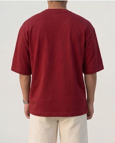 Image of BARKEYO Men's Half Sleeve Round Neck French Terry Graphic Print Oversized Tshirt for Man (Boston-ft) Pack of 2 (in, Alpha, XL, Regular, Red)