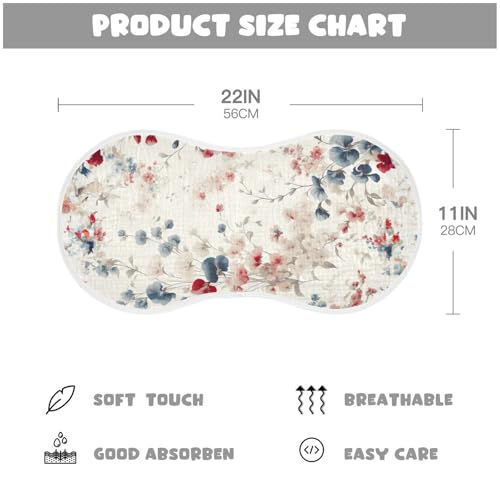 4 Pack Baby Burp Cloths, Soft Absorbent Burping Cloths for Babies, Cotton Milk Spit Up Rags, Large Size for Newborns, Baby Boys and Girls (Sweet Pea Flowers)4
