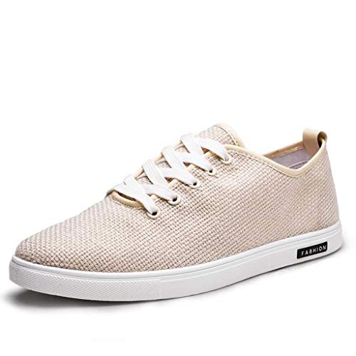 Louyihon-H021 Fa8Hion MäNner Sommer Casual Leinen Canvas Trend Niedrig,Um Studenten Schuhe Tragen 39-44 Zu Helfen (41 EU, Beige)