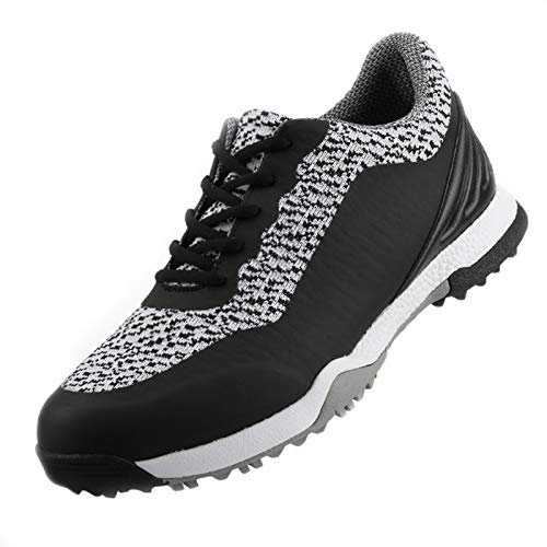 Aupast Men's Waterproof Golf Shoe - Men's Microfiber Leather Ultralight Golf Shoes Anti-Skid Breathable Golf Sport Sneakers for Outdoor and Indoor Golf Training Court