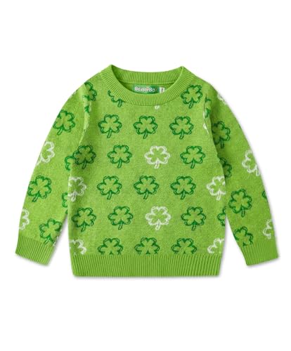 Image of Unisex Toddler St.Patrick's Day Clover Print Sweater Irish Shamrock Knitted Pullover Tops 12M-8Y