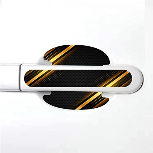 Image of CVANU Car Door Handle & Door Bowl Pack of 8 Anti-Scratch Guard Protective Cover Yellow-Black Self-Adhesive Vinyl Sticker Cv4